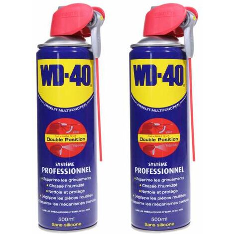 Wd-40 – Dégrippant 500 ml – Lot de 2 aérosols – Nettoyant et lubrifiant pour mécanismes bloqués – Protège contre la corrosion