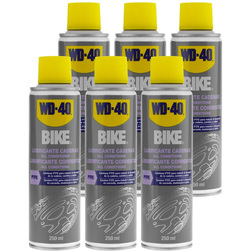 Huile lubrifiante pour chaînes de vélo en spray 250 ml 6 unités de Wd-40