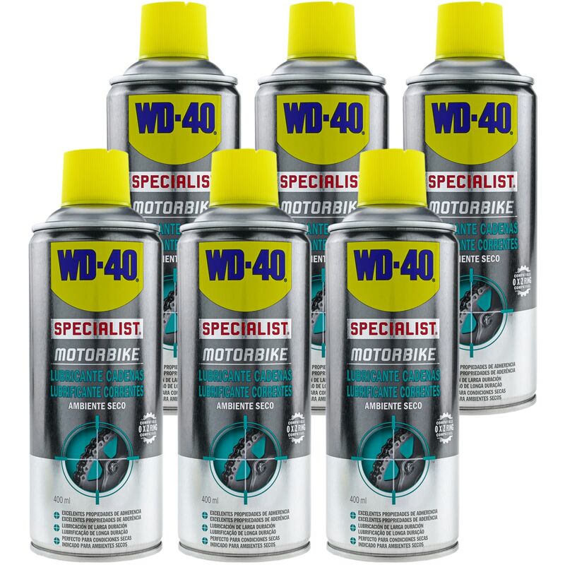 Huile lubrifiante pour chaînes de vélo pour environnements secs en spray de 400 ml 6 unités de Wd-40