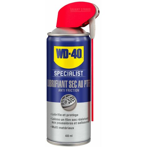 Wd-40 – Lubrifiant sec au PTFE 400ml – Film sec anti-poussière – Températures -45°C à +260°C – Compatible tous métaux et plastiques - PTFE 400 ML WD