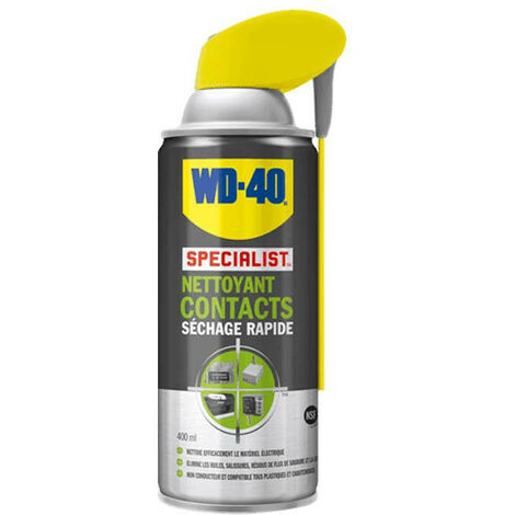 Wd-40 – Spray nettoyant contact 400 ml – Action rapide pour équipements électriques – Sèche sans résidu – Compatible plastique et caoutchouc