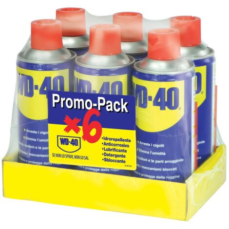 WD-40 - Prodotto Multifunzione - Lubrificante Spray - Elimina i cigolii, sblocca, elimina l’umidità, previene la ruggine - Compatibile con tutti i metalli, plastica e gomma - Senza silicone - 6x400ml