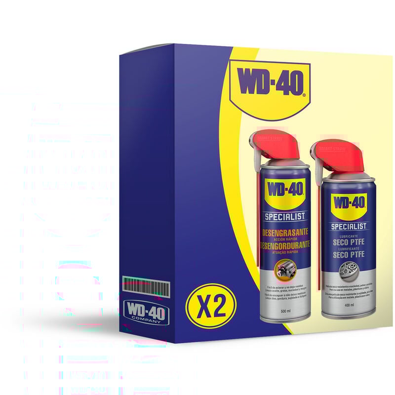 

WD-40 Specialist Lote Limpieza & Lubricado - Specialist Desengrasante 500ml + Specialist Lubricante Seco en Spray 400ml - Pack 2 unidades