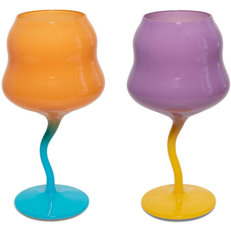 WD LifeStyle Set 2 Calici Cocktail 450 Ml Arancione e Azzurro, Viola e Giallo