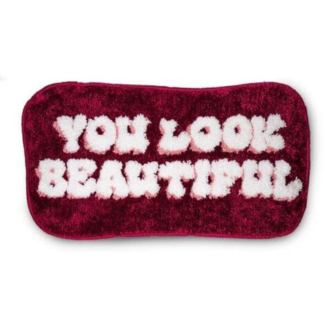 WD LifeStyle Tappeto Colorato e Vivace Decoro You Look Beautiful 65 x 36 Cm Bordeaux