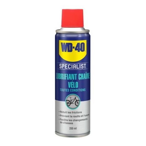 Wd40 Company – Lubrifiant chaîne vélo toutes conditions 250ml – Formule PTFE pour protection contre la corrosion – Application facile et pénétration rapide