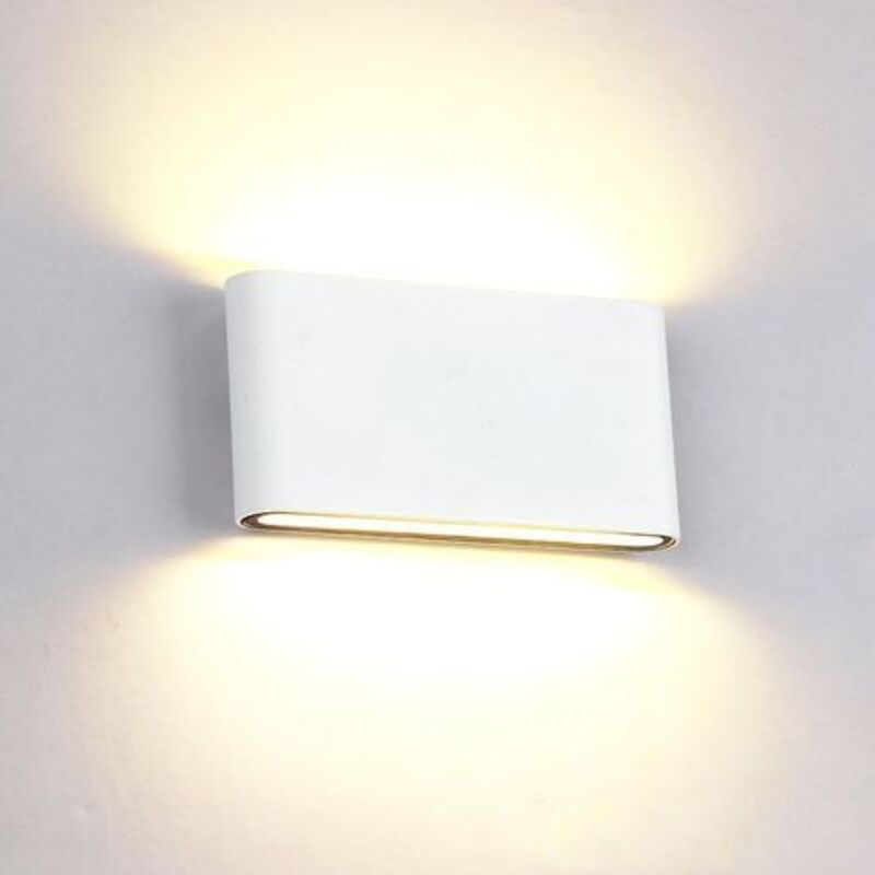 12W Applique Murale Intérieur Extérieur Lampe Murale Aluminium Eclairage Up and Down Conception Moderne Blanc Chaud pour Chambre Maison Couloir Salon
