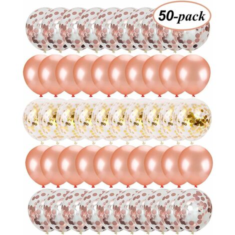 WddnAot 50 PCS Rose Or Ballons Confettis Ballons Fête Ballon pour Décorations d'anniversaire, Mariage (50pcs-A)