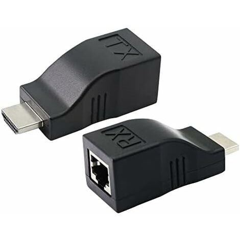 WddnAot Adaptateur HDMI vers RJ45 ， Répéteur de convertisseur HDMI vers Ethernet ， Prise en Charge de 1080P 3D jusqu'à 30 m ， pour HDTV PS4 STB 4K 2K