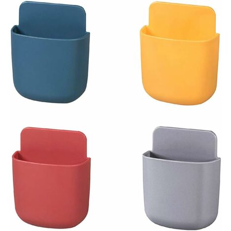 WddnAot Range Telecommande Mural 4 Pièces Support Telecommande Mural Boîte Rangement pour Télécommande Auto Adhésive Support de Téléphone Portable Mural, 4 Couleurs