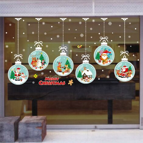 WddnAot Stickers autocollants de Noël, décorations de Noël portes en verre auto-adhésives, autocollants de fenêtre amovibles