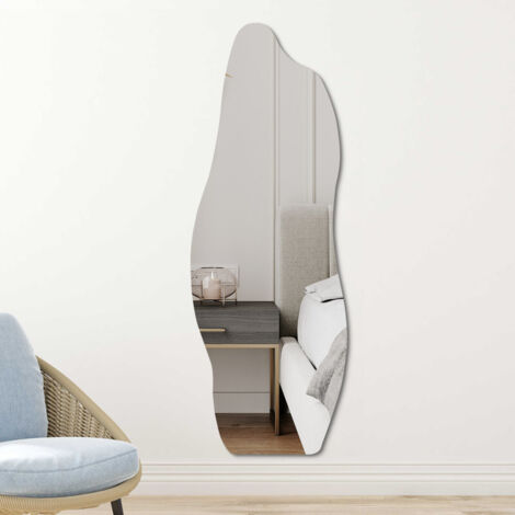 WDWRITTI Standspiegel Asymmetrischer 165x60cm groß Asymmetrischer Ganzkörperspiegel, Wandspiegel Asymetrischer Spiegel für Ankleidezimmer, Schlafzimmer, Wohnzimmer