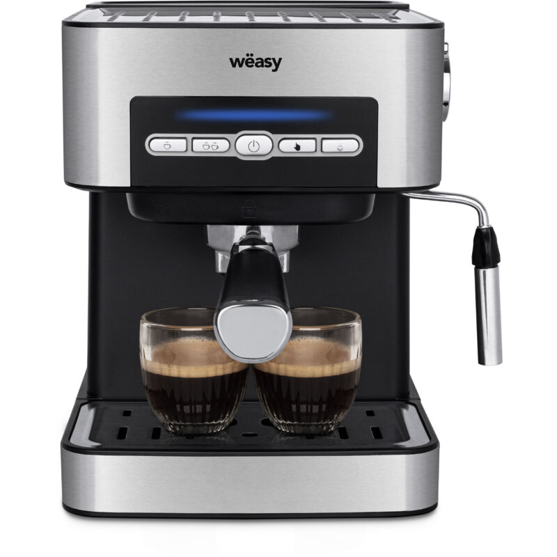 Wëasy KFX32 Programmierbare Espressomaschine, 850 W, 15 Tassen, 1,6-Liter-Behälter, Pumpendruck 20 bar, Doppel-Auslaufarm, Dampferzeuger,