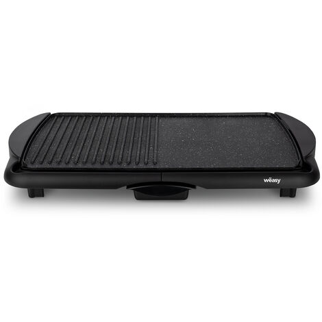 Wëasy STO52 Plancha De Asar Eléctrica con Parrilla, 2000 W, Superficie Amplia, Negro GRX330, Aluminio