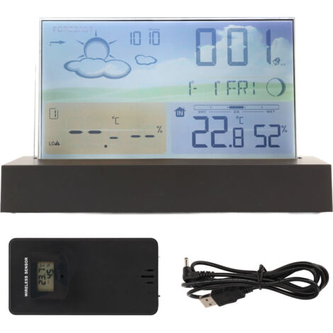 Weather Clock Transparent ABS Wireless Multifunctional Temperature Alarm Clock with Color Screen
