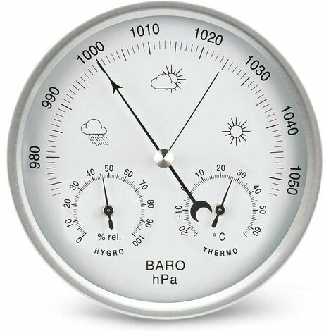 Weather station analog dial barometer with thermometer and hygrometer, atmospheric pressure measurement, easy to read