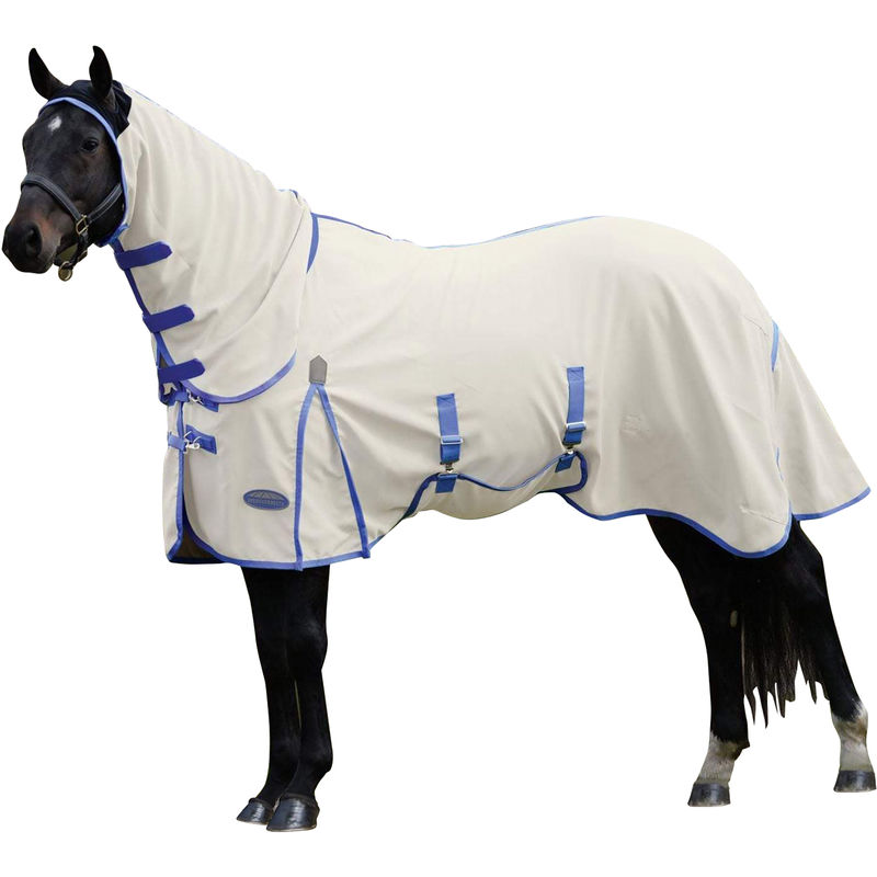 Weatherbeeta - Couverture protectrice avec couvre-cou - Cheval (115 cm) (Blanc/ bleu)