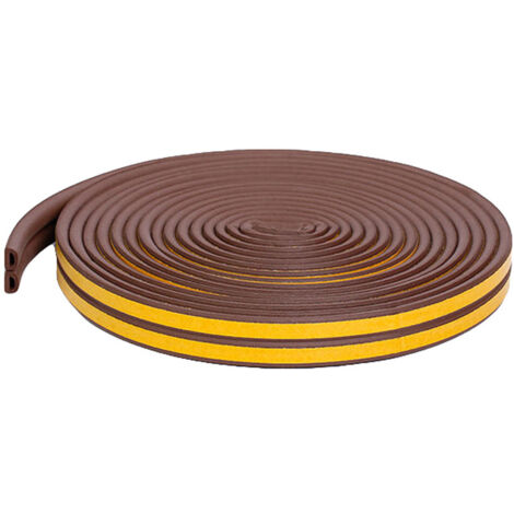 Weatherstrip, Garage Door Seal, 18M D-Profile Self Adhesive Anti-Collision Soundproofing Door Seal Waterproof Rubber Seal Window Insulation, Brown