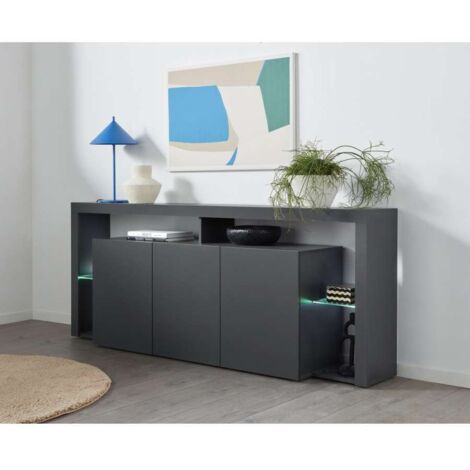 Web Furniture Credenza Essential Sideboard 3 Ante 200 Antracite Opaco - 200x40x80