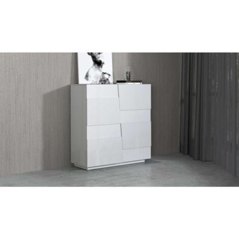 Web Furniture Credenza Pongo Highboard 120 Bianco Laccato - 120x44x126