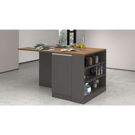 Web Furniture Isola Credenza Antracite e Rovere Wotan - 160x90x90 cm