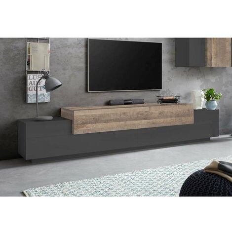 Web Furniture Porta TV Corona in Antracite Oak - Design Moderno 240 cm