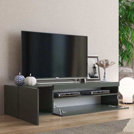 Web Furniture Porta TV Daiquiri in Melaminico Antracite Lucido - 155x40 cm