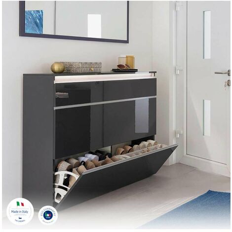 Web Furniture Scarpiera Magic Moderna Antracite Lucido 120 cm - Design Italiano