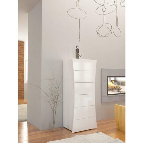 Web Furniture Settimo Moderno Arco 6 Cassetti Bianco Lucido - Design Italiano - 121,7x50x40 cm