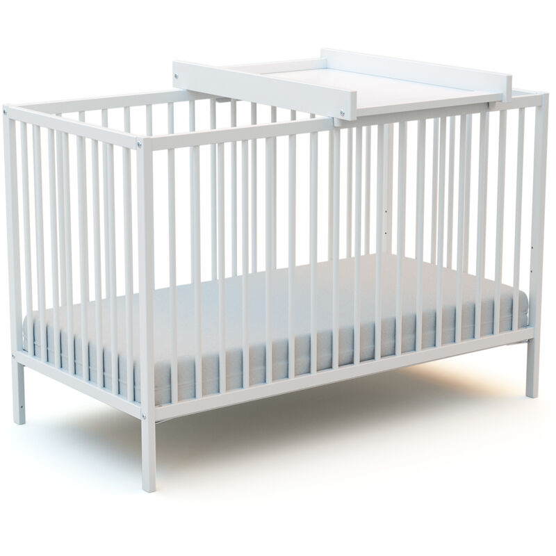 Webaby - Lit bébé 60 x 120 cm avec plan à langer - Blanc