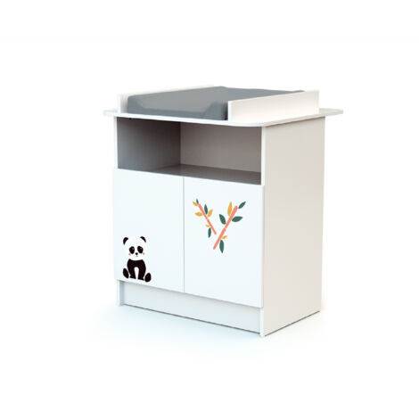 WEBABY - Commode à langer 2 portes, 1 niche en bois ALBA