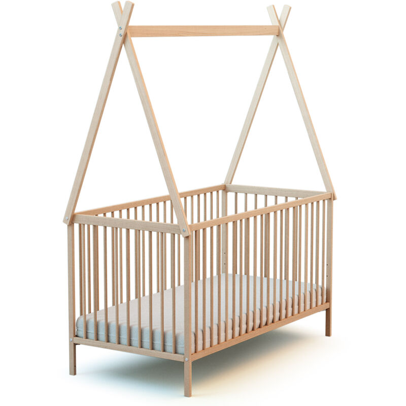 Webaby - Lit bébé en bois 70 x 140 cm avec tipi