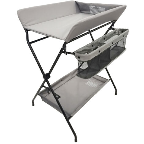 WEBABY - Table à langer pliante en acier Noir et Gris