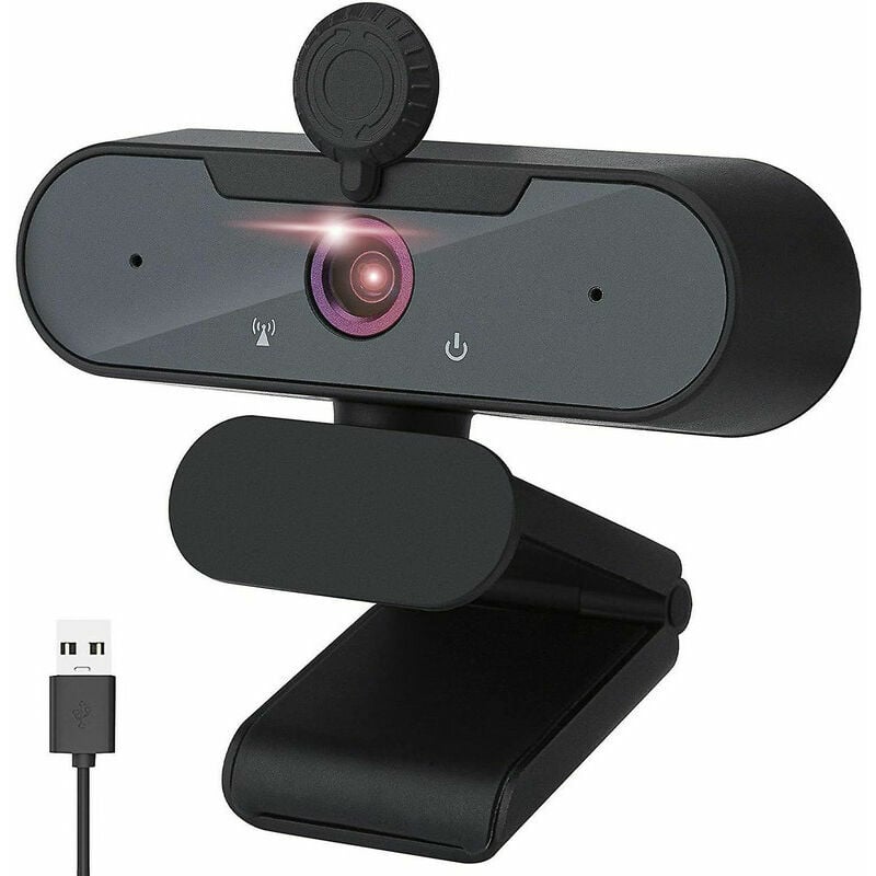 Webcam 1080P avec Microphone, Webcam pour pc avec Cache Camera Ordinateur, Webcam Full hd Camera usb Web Camera pour Chat Vidéo, Vidéoconférence,