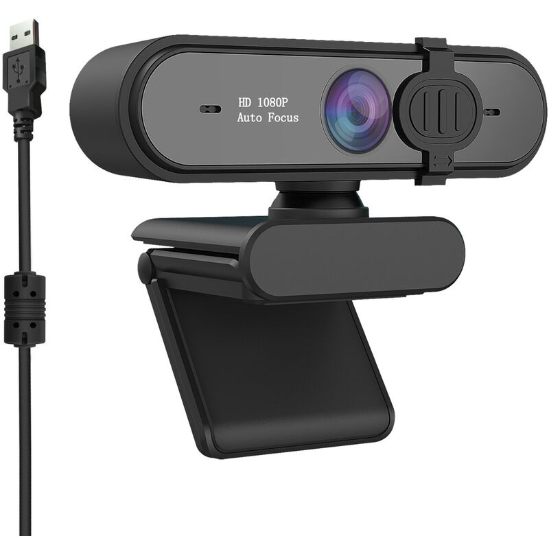 

Webcam HD Webcam Transmisión de enfoque automático con doble micrófono, cámara web USB para el ordenador portátil, Plug & Play (Negro)