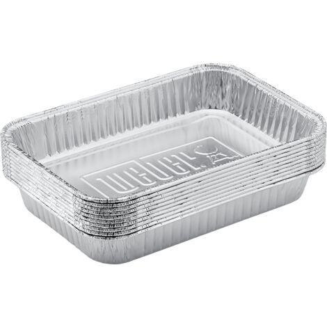 Barquettes en aluminium rectangulaires 10 pièces – Largeur 152,4mm – Profondeur 218,4mm – Pour barbecue Weber – 6415