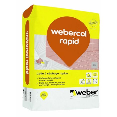 Weber – Colle pour carrelage à séchage rapide – Mortier colle pour tous formats jusqu'à 60x60 cm – Application sur supports variés – Sac 25kg