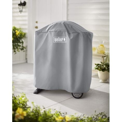 Weber Copertura per Q1000/2000 con supporto, traspirante, resistente ai raggi UV e all'acqua, protezione da vento e intemperie, con chiusura in velcro per fissaggio - Grigio (7177)