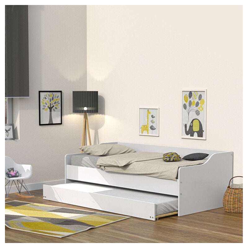 Le Quai Des Affaires - Lit gigogne - 2 sommiers - 1 tiroir-lit 90x190 Weber Industries Sweet - Blanc