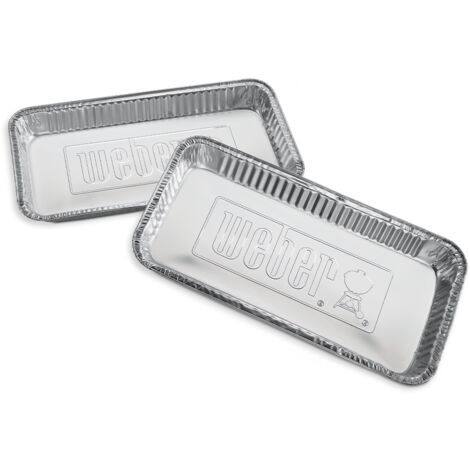 Weber – Lot de 5 plateaux en aluminium pour barbecue à charbon – Dimensions 42 x 21,5 cm – Pour cuisson indirecte et récupération des jus