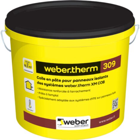 Weber â Mortier de collage ITE 25kg â Colle pour systĂšmes d'isolation thermique â Application sur ossature bois â Temps de sĂ©chage 24h