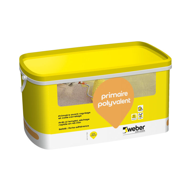 Primaire polyvalent Weber 5 kg, pour améliorer l'adhérence des mortier, colles, chapes et ragréage de sol , weber