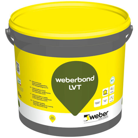 Weber Saint Gobain – Colle acrylique 12kg à tack immédiat – Sans solvant pour revêtements PVC décoratifs – Prise rapide et résistante au poinçonnement