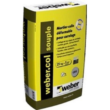 Weber Saint Gobain – Colle déformable pour carrelage – Mortier colle C2S1 ET pour tous formats – Sac 25 kg – Utilisation sur sols chauffants et façades