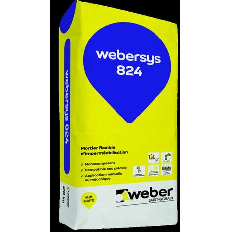 Weber Saint Gobain – Enduit mince d'imperméabilisation 20kg – Flexible monocomposant – Résistance à la pression – Application manuelle ou mécanique