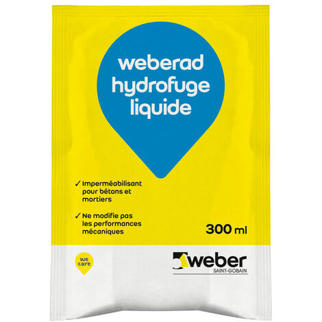 Weber Saint Gobain – Hydrofuge liquide pour mortiers et bétons 300ml – Résistance à l'eau sous pression – Compatible avec tous types de ciments