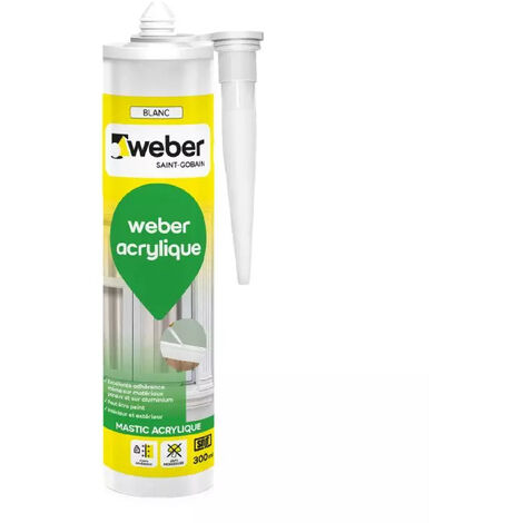 Weber Saint Gobain – Mastic acrylique blanc 300ML – Imperméable et durable – Pour fenêtres, plinthes et maçonneries – Excellente adhérence à l'aluminium