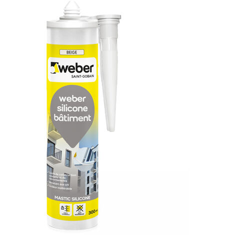 Weber Saint Gobain – Mastic silicone bâtiment 300ml – Spécial joints de construction et vitrages – Forte adhérence – Résistant aux UV – Élastique et inaltérable
