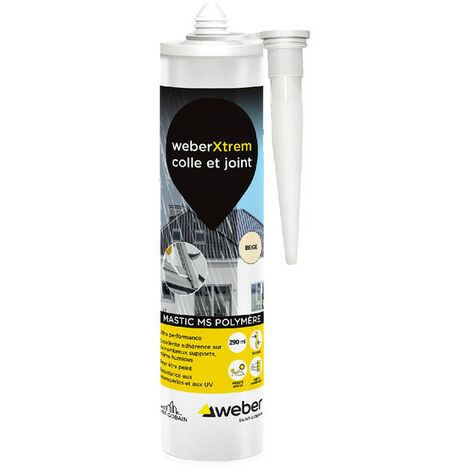 Weber – Mastic hybride multi usages 290ML – Étanchéité et collage pour construction et métal – Résistant aux intempéries et UV – Forte adhérence