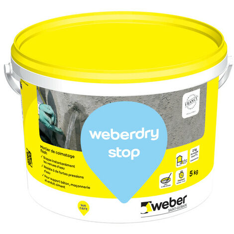 Weber Saint Gobain – Mortier de colmatage ultra-rapide 5kg – Imperméable sous pression – Pour ouvrages enterrés – Résiste à l'eau de mer